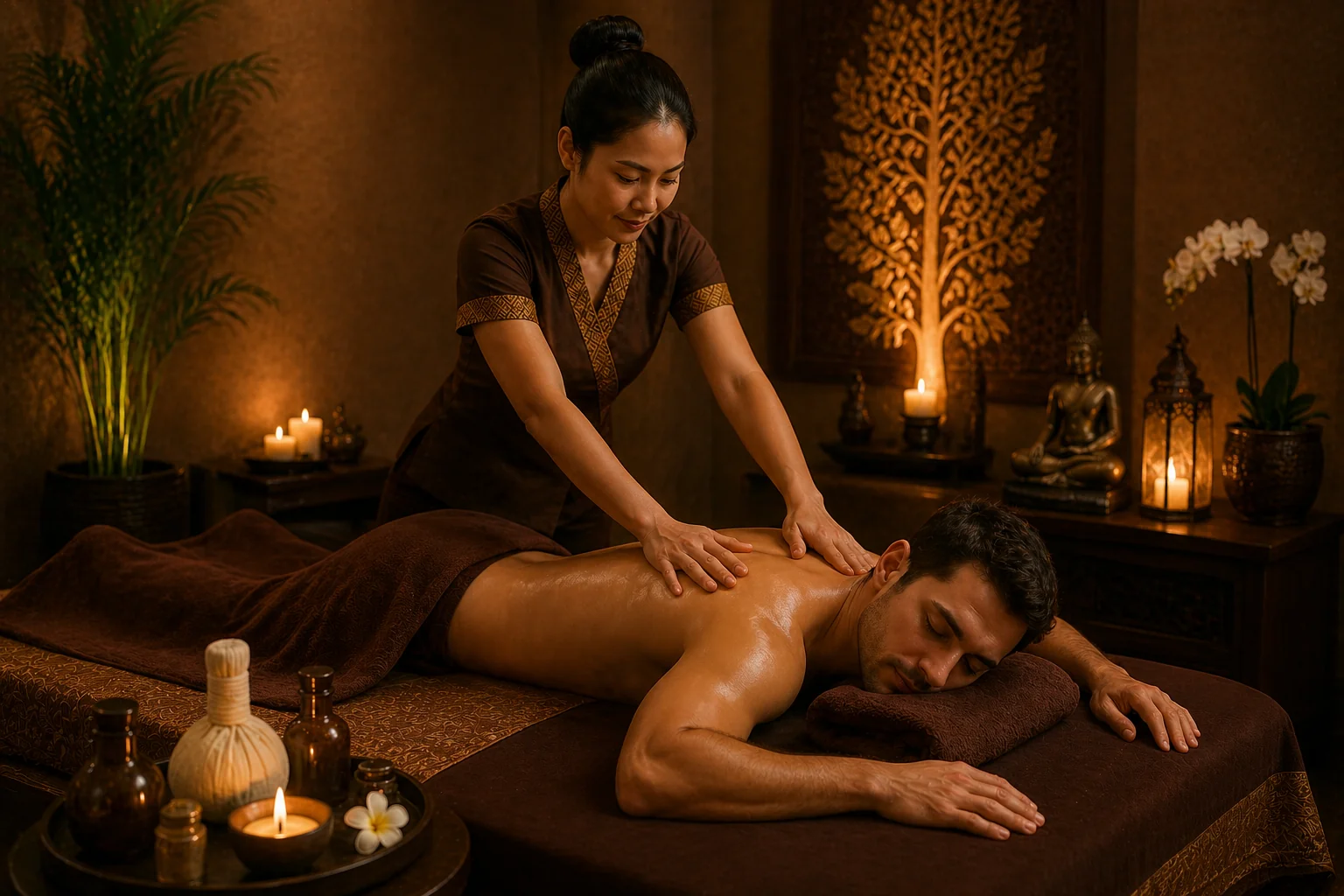 Deep tissue massage setup for a Dubai home appointment