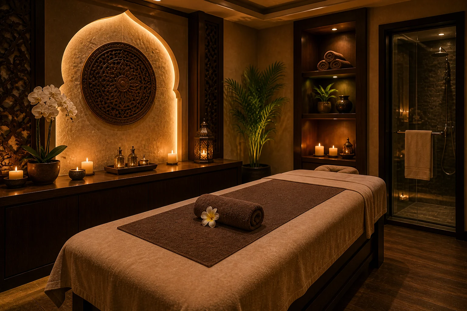 Hot stone massage room setup in Dubai