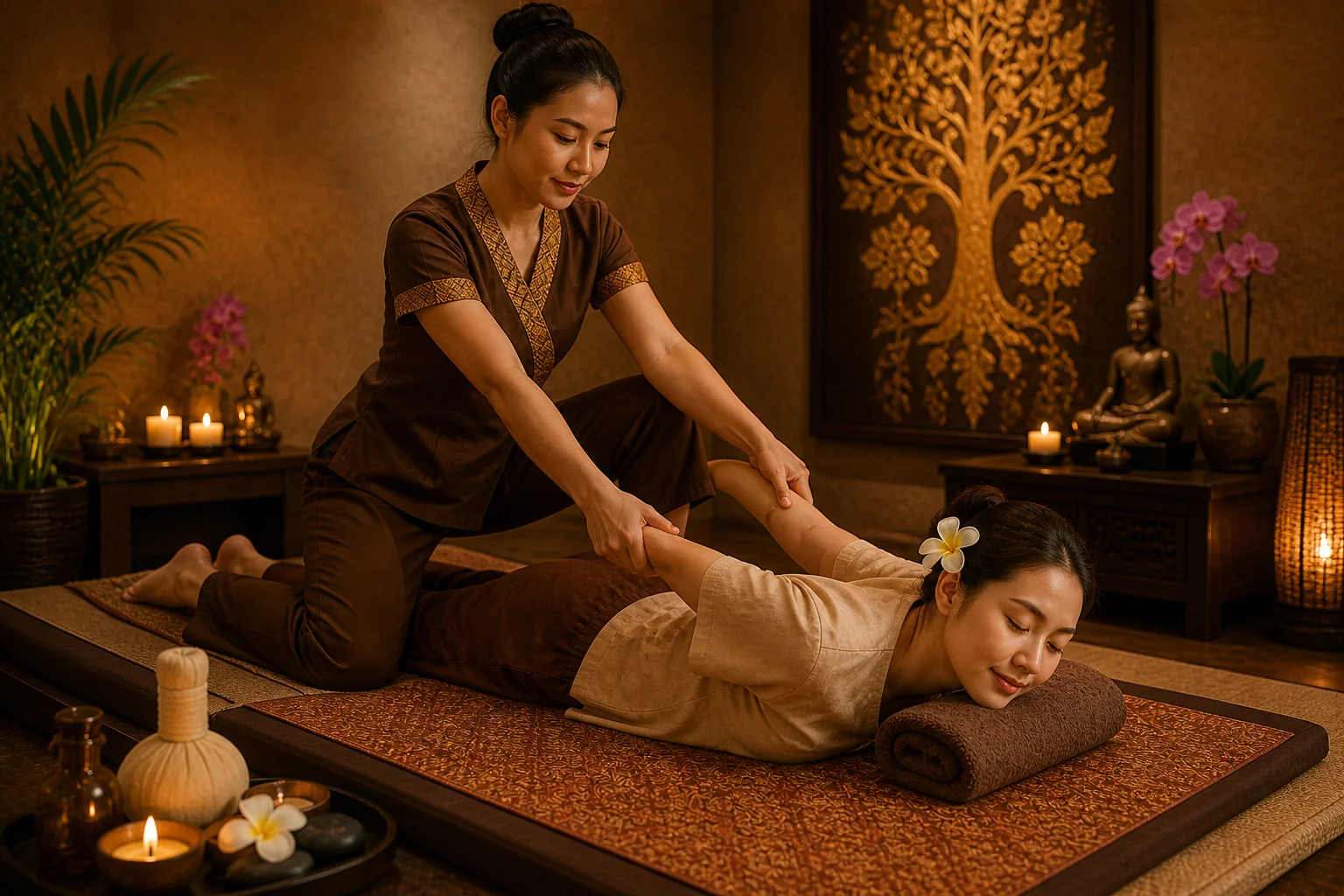 Thai massage at home in Dubai wellness setting